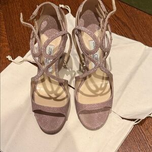 Jimmy Choo Sparkling Strappy Heels - Light Pink